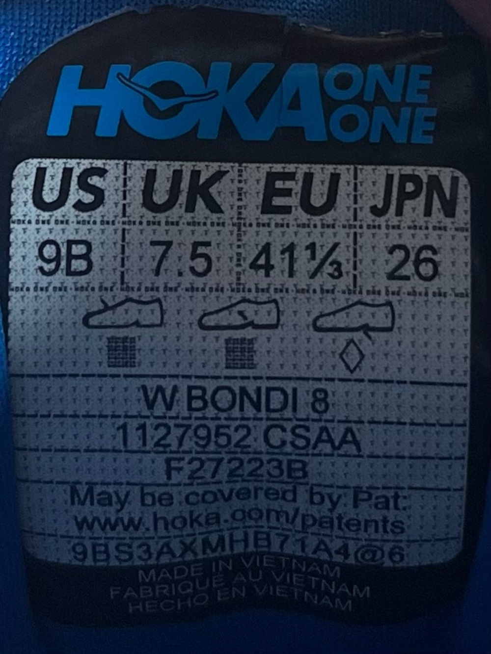 Hoka One One Bondi 8 REFLECTIVE Womens Size 9 Running Shoes Sneakers Blue Pink - Picture 11 of 12